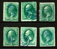 Blue Fancy Cancel Study Collection 3 Cent Washington Banknote 1871-83 US 72A14