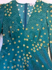 Red Valentino Floral Green V-Neck Dress