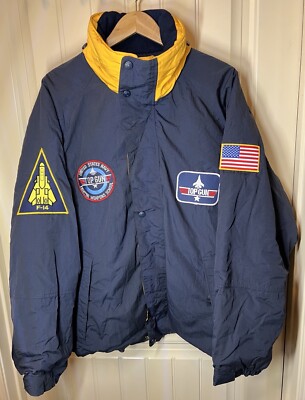 Roundtree & Yorke Sport Jacket EUC With USAF, Top Gun, & American Flag Patches