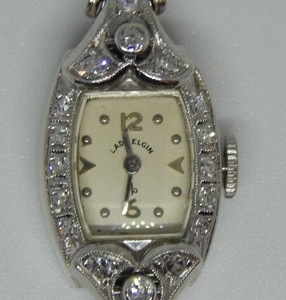 Lady Elgin Vintage Estate 14k White Gold Diamond Ladies Mechanical Watch Ebay