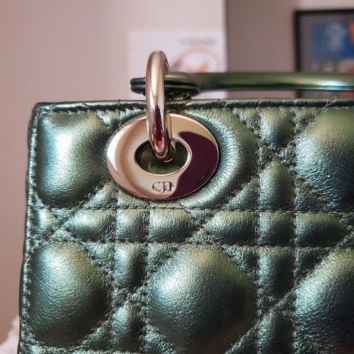 $6000 Lady Dior My ABCDior iridescent green calfskin gold hw small bag - Picture 4 of 24