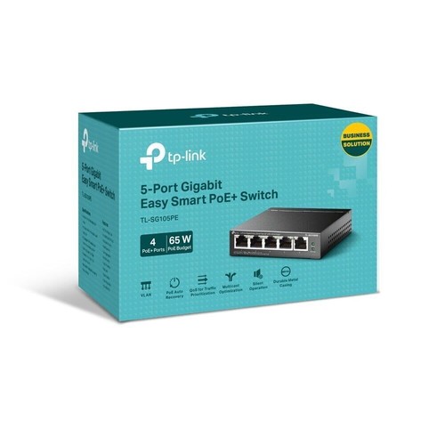 TP-Link TL-SG105PE 5 puertos Gigabit 802.11af/at PoE+ conmutador inteligente fácil 65 W de alimentación - Imagen 4 de 5