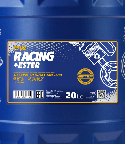 20 Liter MANNOL Racing+Ester 10W-60 Motoröl API SN/CH-4 ACEA A3/B4 - Bild 2 von 2
