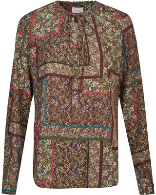 h. moser Bluse Berta mit Print Kragenlos Rundhals Langarm Geblümt Damen NEU
