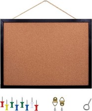 Black Cork Board Bulletin Board, 14.6"X 11" Oak 14.6 11,