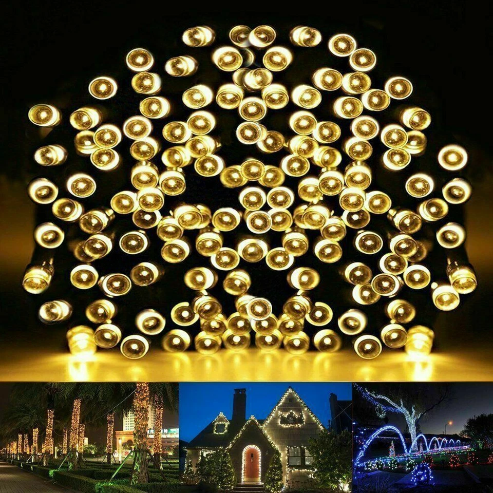 100 200 500 LED Solar String Lights Outdoor Garden Party Xmas Fairy Wedding Lamp - Image 4 of 4