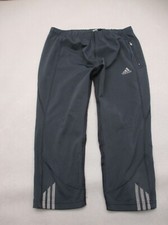 ADIDAS Size S Womens BLK Stretch Waist Zip Pocket Pull On Crop Track Pants 386