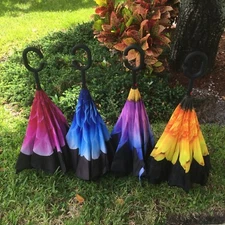 Reverse Opening Inverted Inside-Out/Upside Down/ C-Handle Umbrella Sale