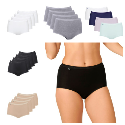 Sloggi Basic Maxi Brief Knickers 4 Pack 95% Cotton High Rise Full Brief 10028378