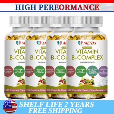 60pcs Vitamin B Complex, Vitamins B1, B2,B3,B5,B6,B8,B12, Energy, Metabolism Aid