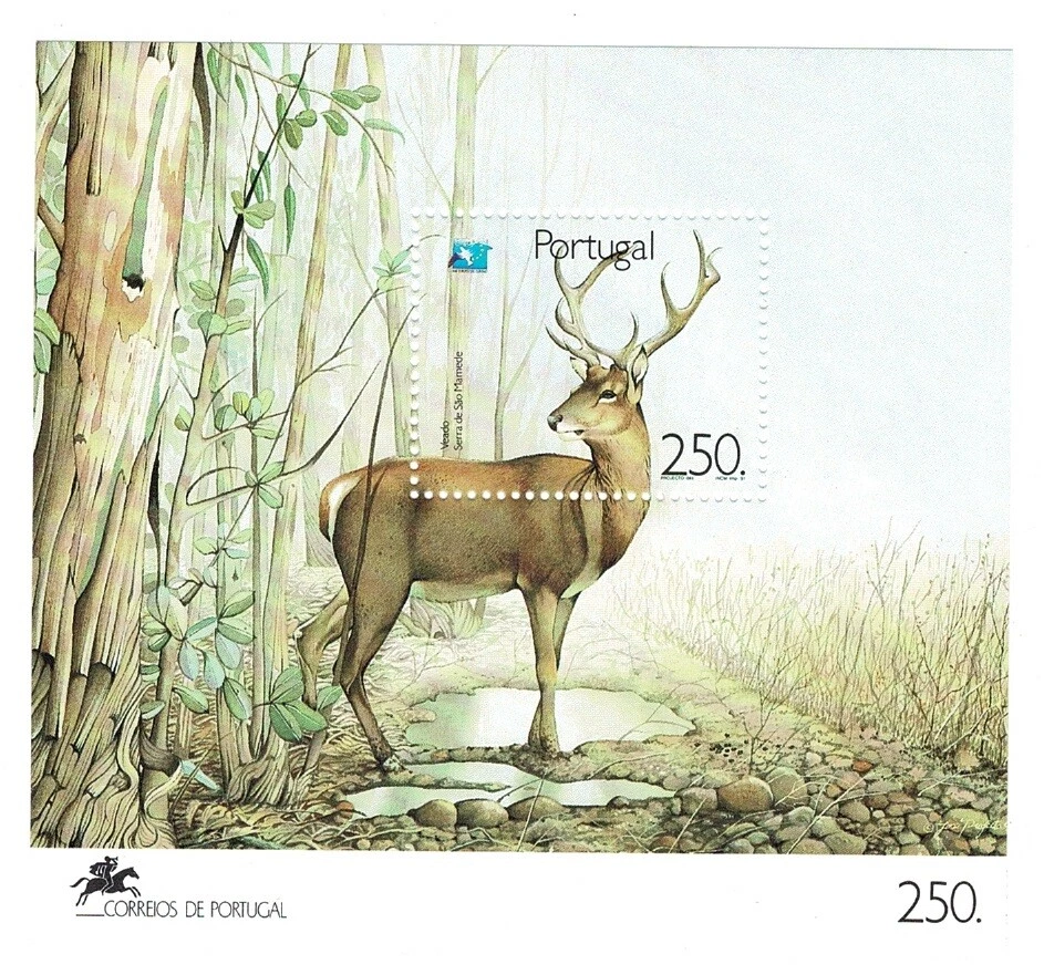 Stamp Portugal Sc 183 European year of tourism Veado sellos fauna 1991 - Imagen 1 de 1