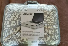 LapGear Designer Lap Desk with Phone Holder and Device Ledge - Silver DAMASK