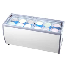 50" Commercial Ice Cream Display Gelato Dipping Freezer Glass Cabinet 13.1 Cu.ft