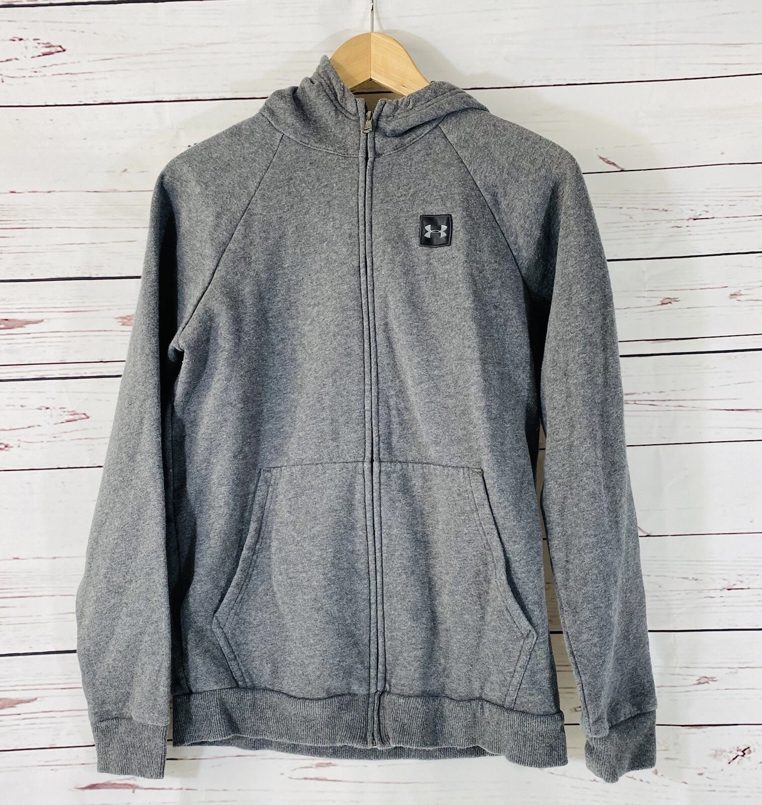Under Armour Heather Gray Lightweight Jacket Mens S Zipper Front Pockets Hoodie