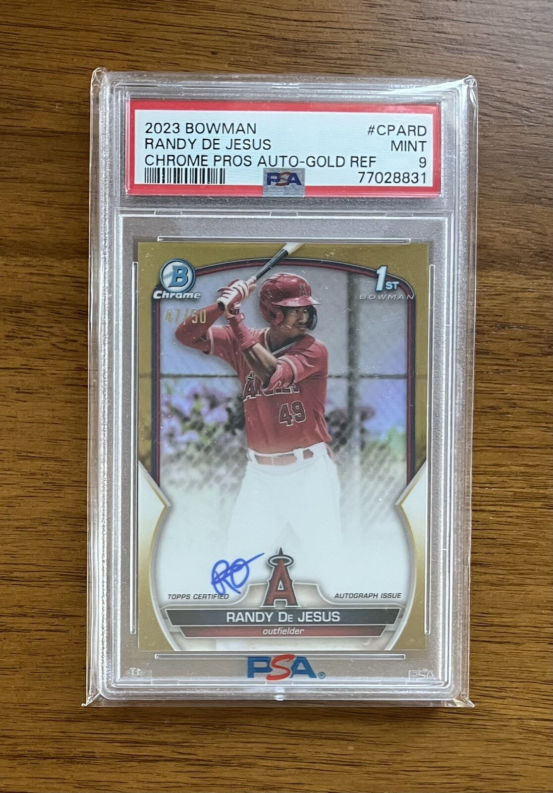 2023 Bowman Chrome Randy De Jesus Bowman 1st True Gold Auto #/50 PSA 9 Angels RC