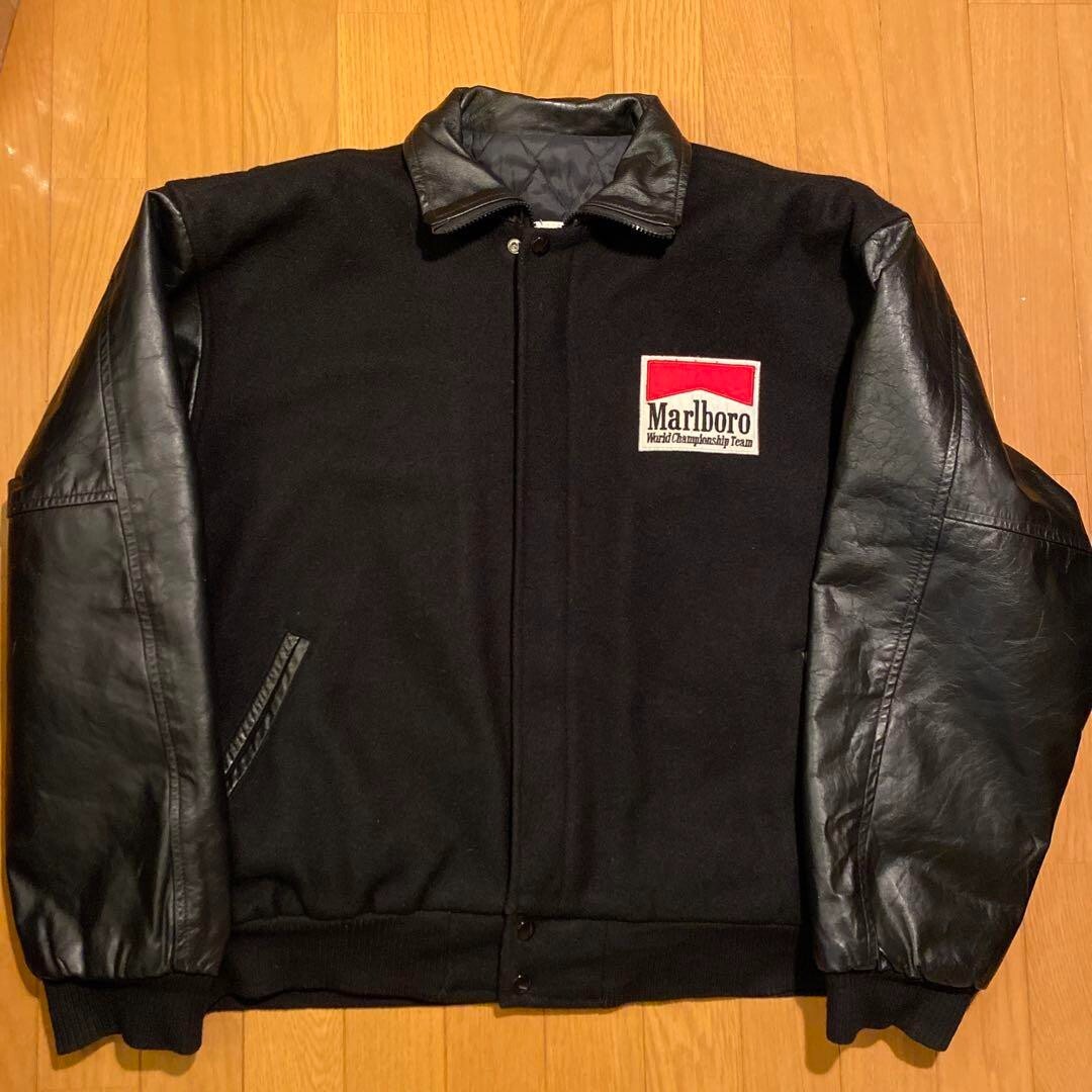 Used Marlboro Jacket Size XL 80s?90s Vintage Racing Style Leather