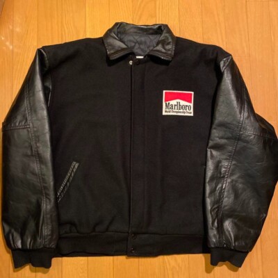 70〜80s EURO Marlboro wool jacket Used Marlboro Jacket Size XL 80s?90s Vintage Racing Style Leather