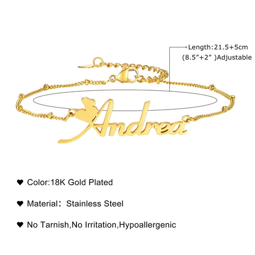 Customized Name Anklets for Women Gold Color Personalized Chain Ankle Bracelet - Picture 8 of 28