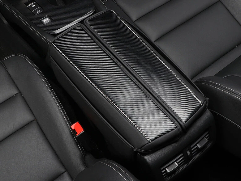 Cubierta reposabrazos consola media cuero fibra carbono para Nissan Rogue 2021-2025 Foto 2 de 4