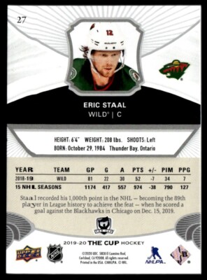 2019-20 Upper Deck The Cup Eric Staal 193/249 Minnesota Wild #27