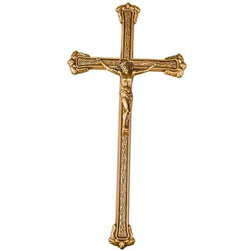 Greek Orthodox Memorial Brass Crucifix Cross Corpus Cemetery 33 cm x 16 cm new! - Picture 1 of 1