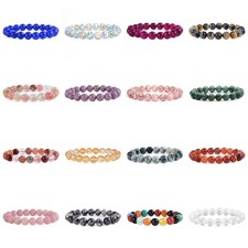 10mm Fashion round gemstone beads stretchable bracelet 7"
