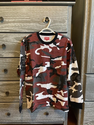 Supreme L/S Pocket Tee (FW18) Red Camo - Size M