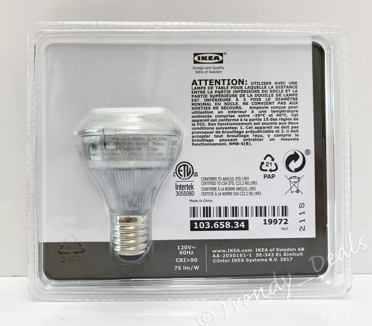 Ikea LEDARE Bulb E17 Reflector R14 400 lm, 2700 K 5.3 W for Vickleby eBay