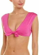 Trina Turk Women's Size 12 Getaway Cap Sleeve Tie Bikini Top Shocking Pink NEW