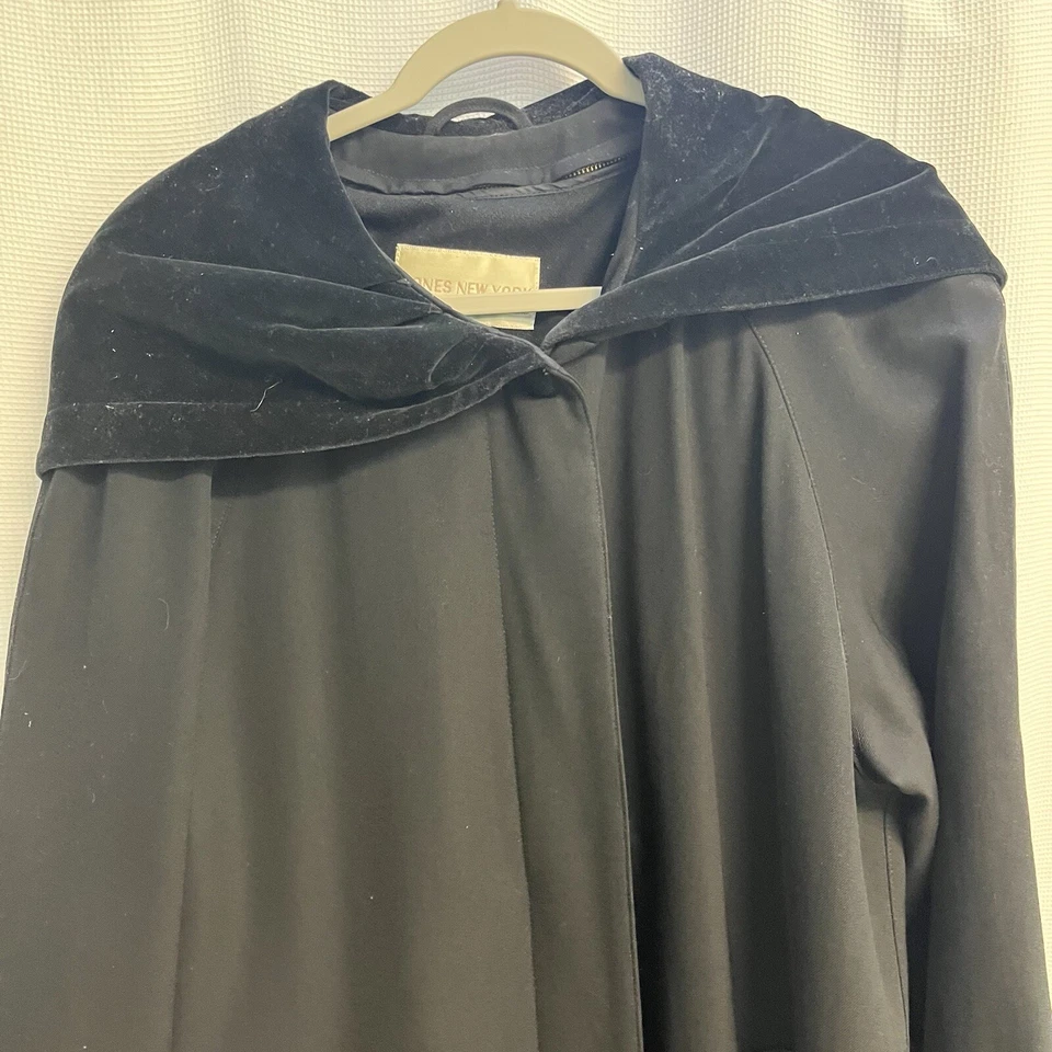 Abrigo de Colección Jones New York Largo Completo 100% Lana Capa Con Capucha Clásico Elegante 8 Foto 3 de 4