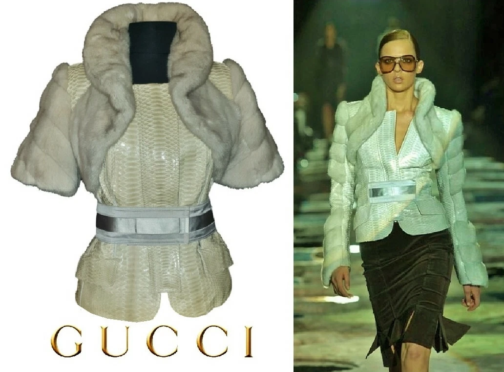 GUCCI ~ RARA giacca PYTHON vera pelle di visone e serpente taglia: S M; 42 * AUTENTICA