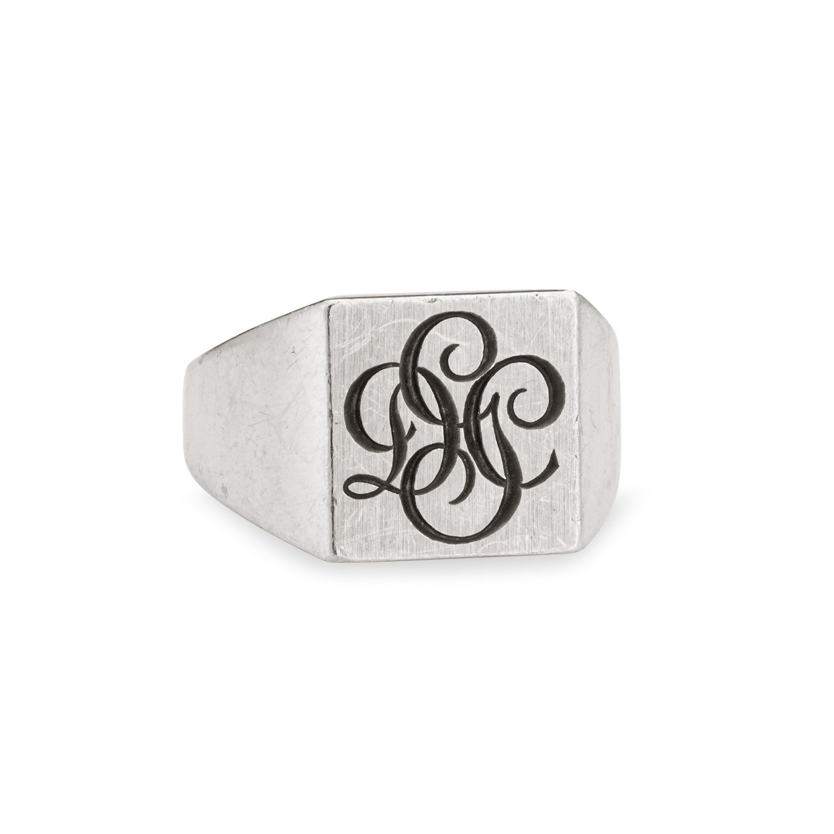 Cartier Signet Ring Initial Vintage Platinum Sz 6.75 Square Heavy