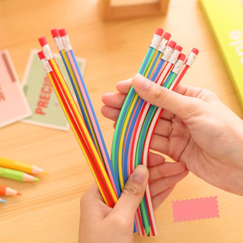 3x-Colors-Funny-Bendy-Flexible-Soft-Pencils-With-Eraser-For-Kids-Study-Gift-FG