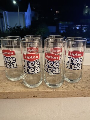 Glasses, Lipton, ICE Tea, Retro, Original, Set of 6, Glass, Vintage