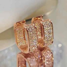 Dainty Pave CZ Hoop Earrings 18k Gold Plated Ear Jewelry Decoration Women Girls