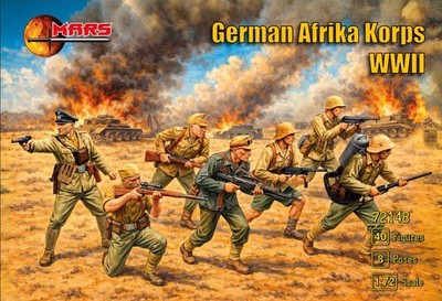 Mars Figures 72148 1/72 German Afrika Korps WWII, 40 figures, 8