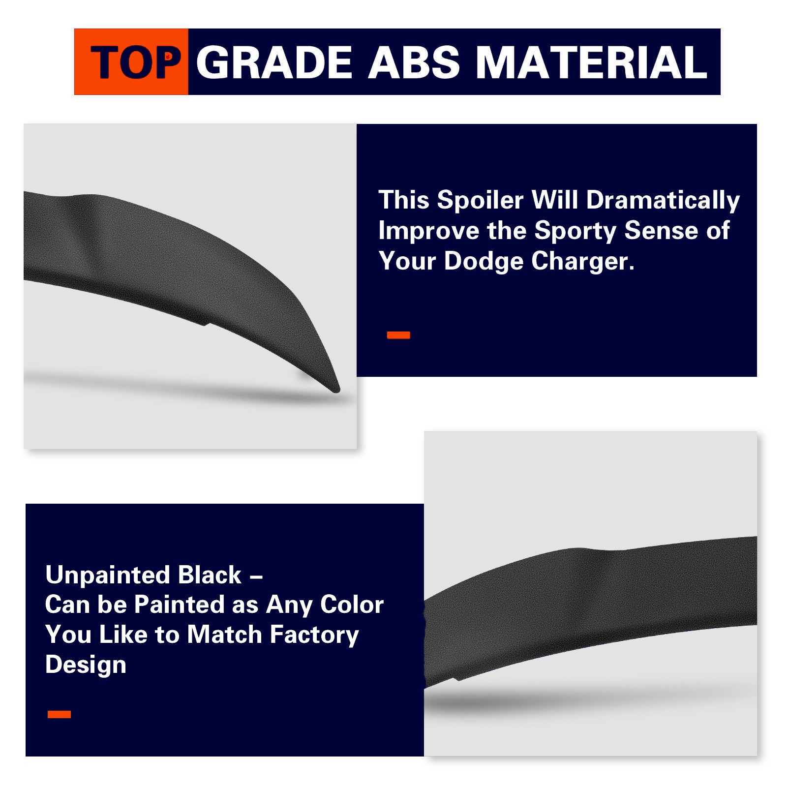 Fits 2011-2023 Dodge Charger Matt-Black Hellcat Style Rear Trunk Spoiler Wing