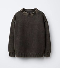 NWT ZARA KID  S ACID WASH KHAKI KNIT SWEATER L