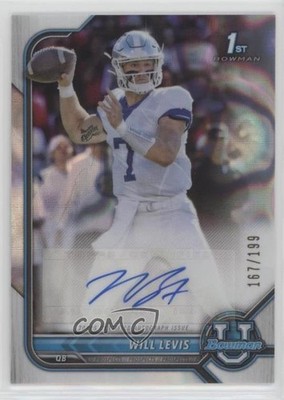 2021 Bowman U Chrome Prospect Lava Refractor /199 Will Levis #BCPA-WL Auto 0g27