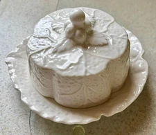 Grace's Teaware White Porcelain Dome Covered Butter Dish Cabbage