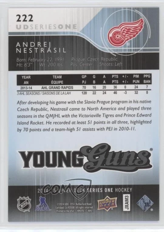 2014-15 Upper Deck Young Guns UD Exclusives /100 Andrej Nestrasil #222 Rookie RC - Image 2 of 2