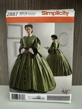 Simplicity 2887 Civil War GWTW Southern Belle Dress Costume Pattern 8-14 New