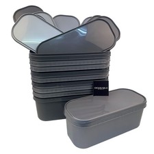 10x Grey 5L Ice Cream Tubs Lids Plastic Food Containers Freezer Storage Reusable