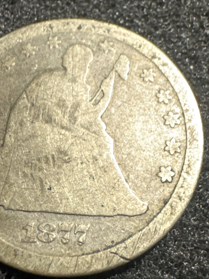 1877CC Seated Liberty Quarter Dollar Silver - Image 4 of 4