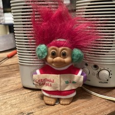 Vintage 90 s Russ Troll Doll Christmas Carols 5" Red Hair Christmas Troll