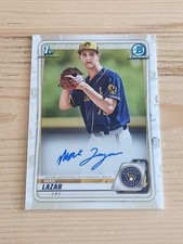 2020 1st Bowman Chrome Baseball Prospect Autographs Max Lazar Milwaukee Brewers 