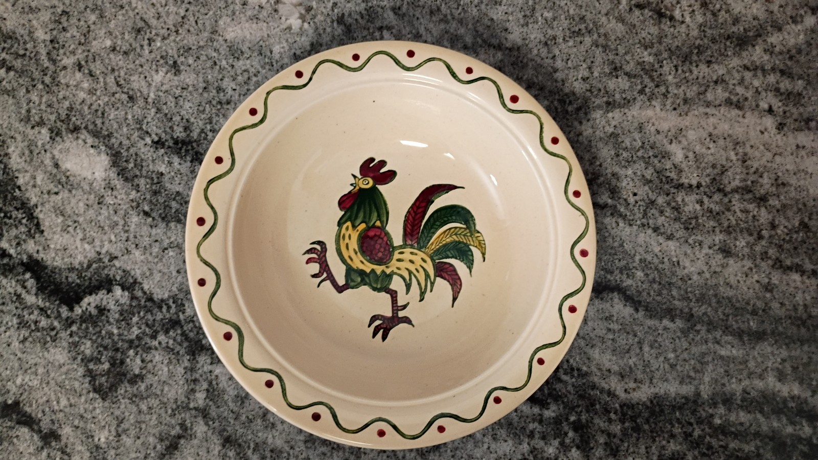 Vintage Metlox Poppytrail Green Rooster Dinner Serving Bowl 10