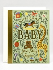 RIFLE PAPER CO Baby Card Storybook Toys Blank Card w/ Envelope, A2 Size NEW