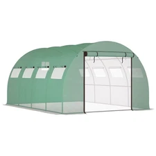 Outsunny 13' x 10' x 6.5' Walk-in Tunnel Greenhouse with 2 Zippered Mesh Doors &