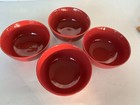 BIA  Set 4 BOWLS RED/ 6”  Ceramic STONEWARE Soup Cereal Salad